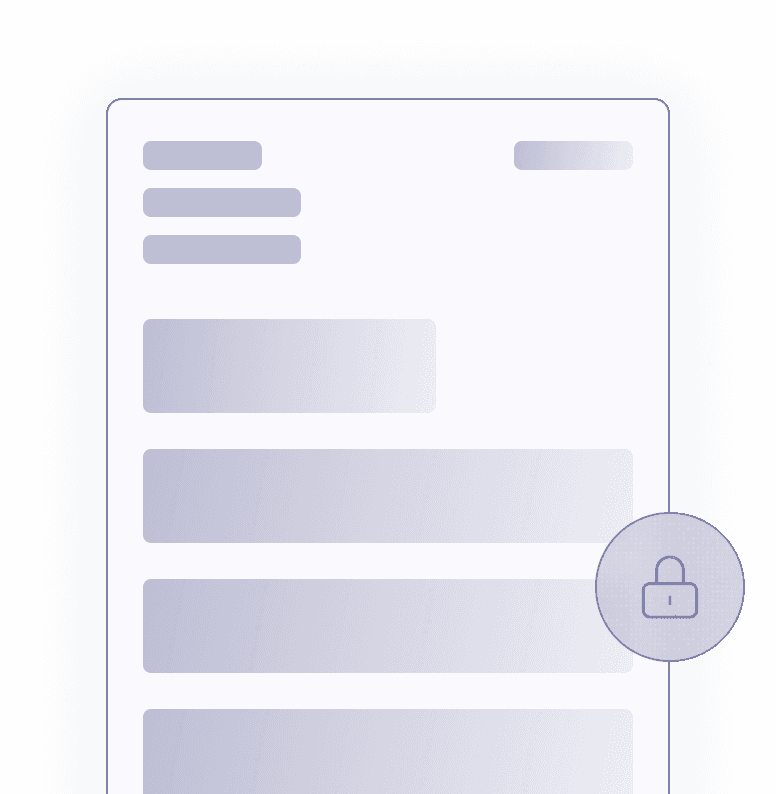 A payslip with its details blurred out and a padlock badge on the corner.